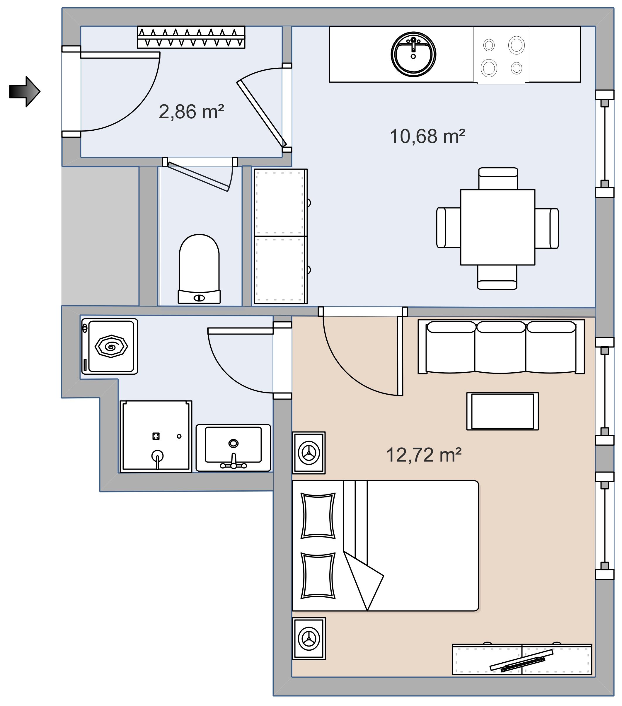 Ruhige 2- Zimmerwohnung in saniertem Haus