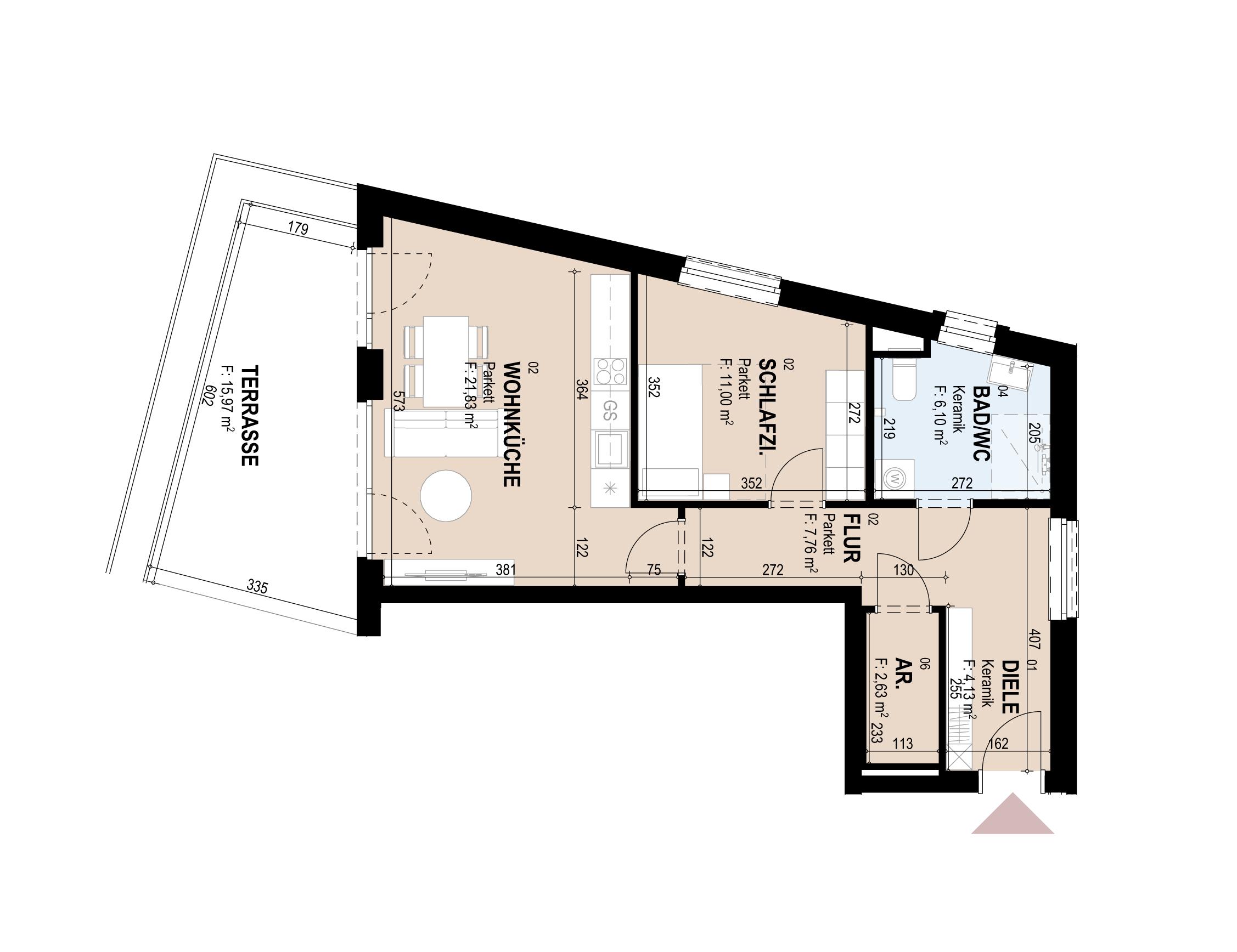 Gef&ouml;rderte Neubauwohnung mit Terrasse im 1. Stock