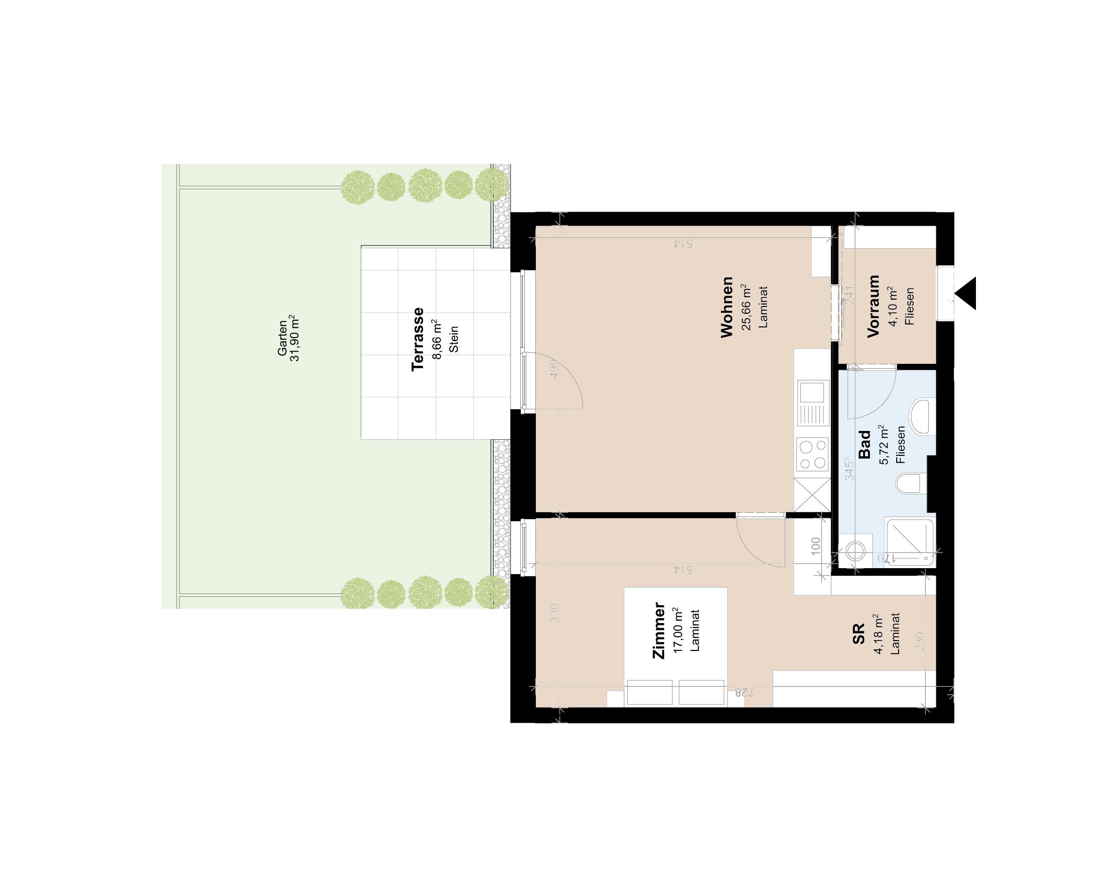 Gef&ouml;rderte Neubauwohnung mit Terrasse und Garten