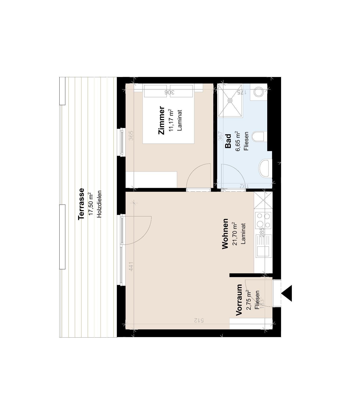 Gef&ouml;rderte moderne 2-Zimmer-Wohnung mit Penthouse-Feeling