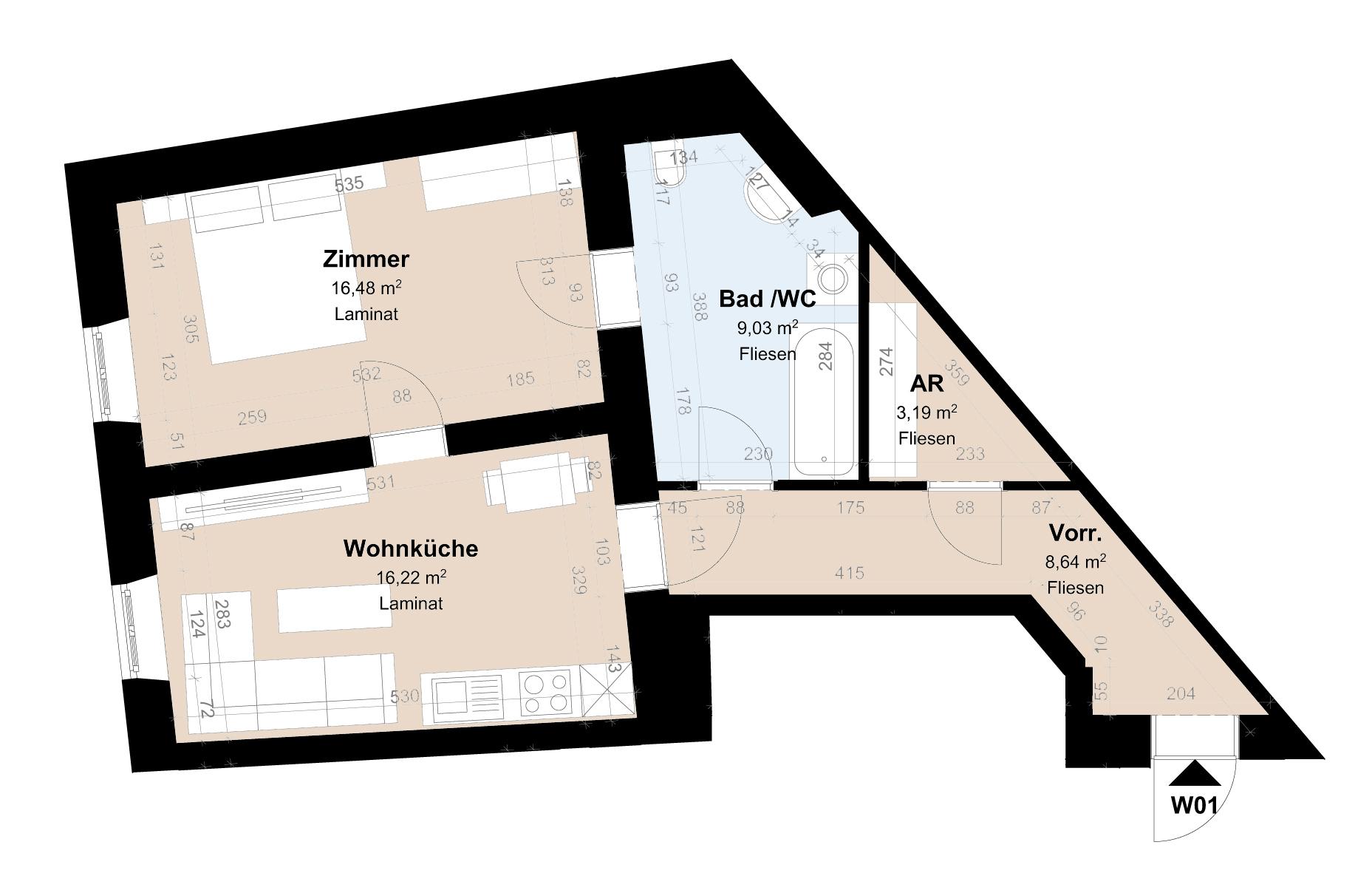 Charmante Altbauwohnung mit 2 Zimmern und Wohnküche