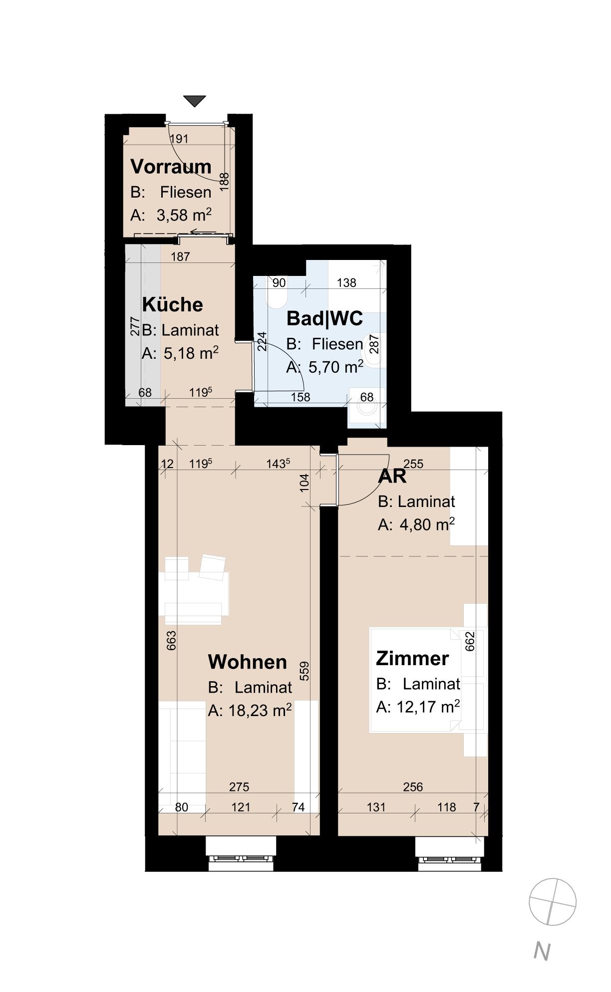 Gef&ouml;rderte Altbauwohnung mit 2 Zimmern im 2. Stock