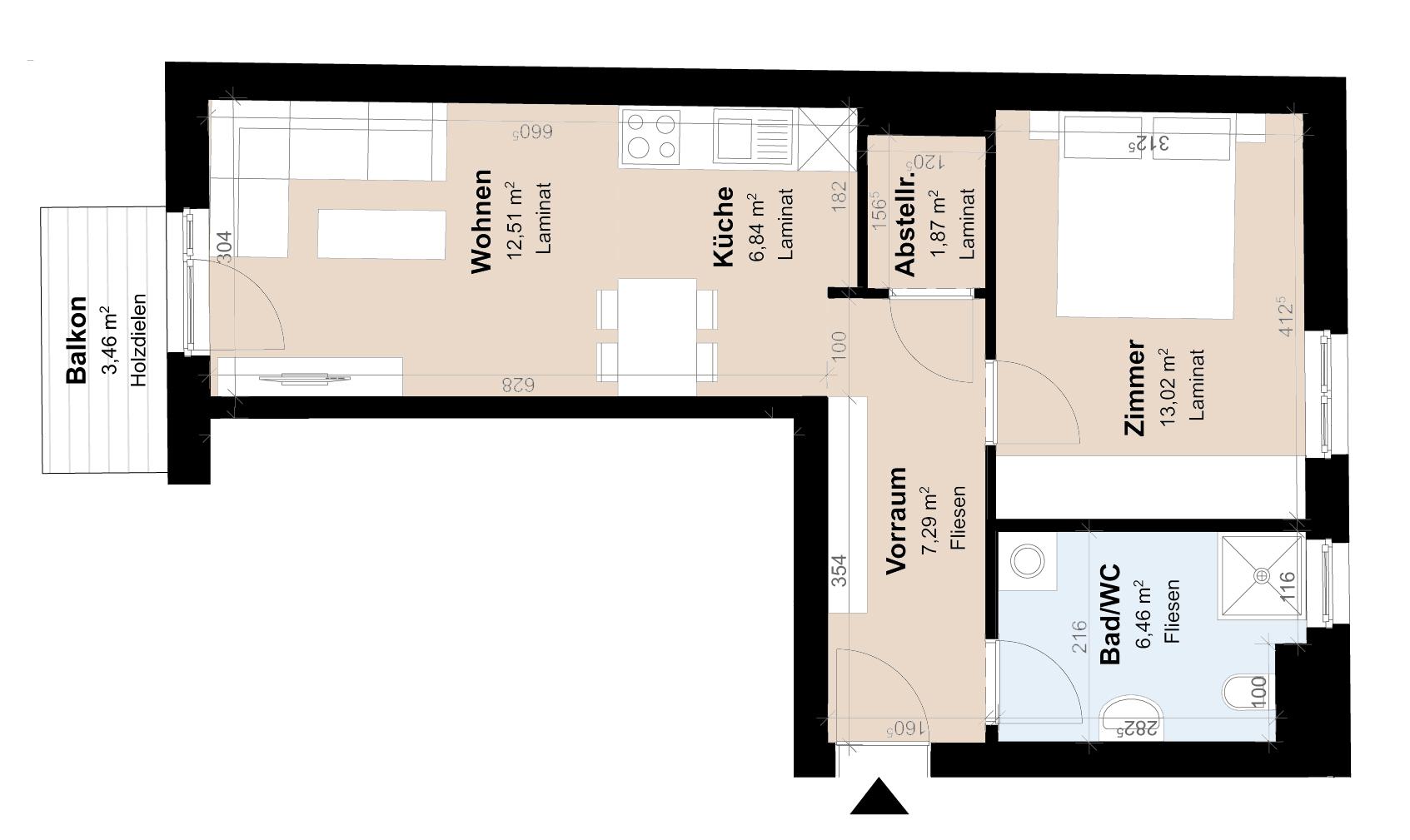 Geförderte Neubauwohnung mit Balkon im 1. Stock
