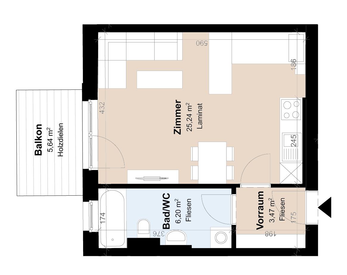 Gef&ouml;rderte Neubauwohnung mit Balkon im 2. Stock