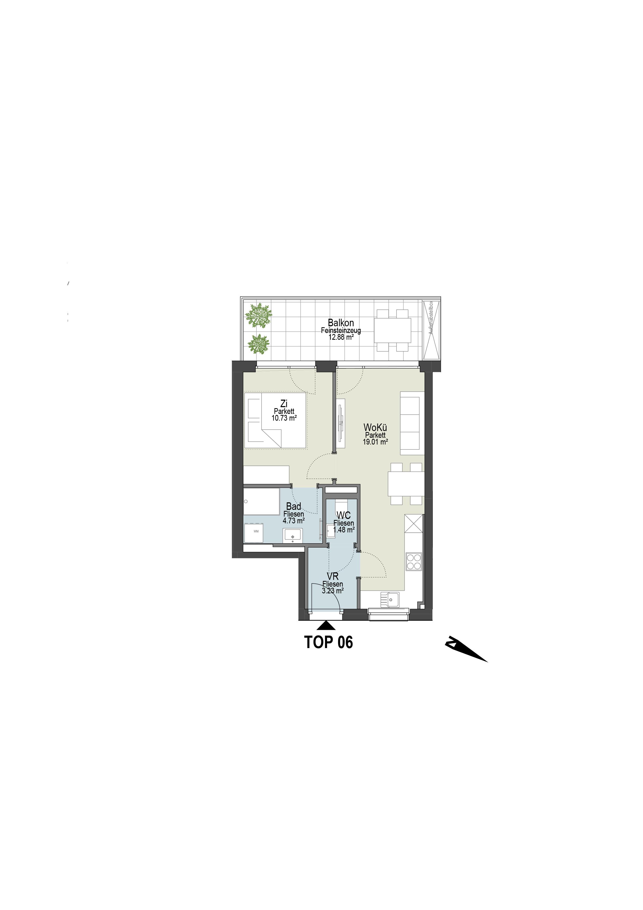 Geförderte Neubauwohnung mit Balkon im 1. Stock