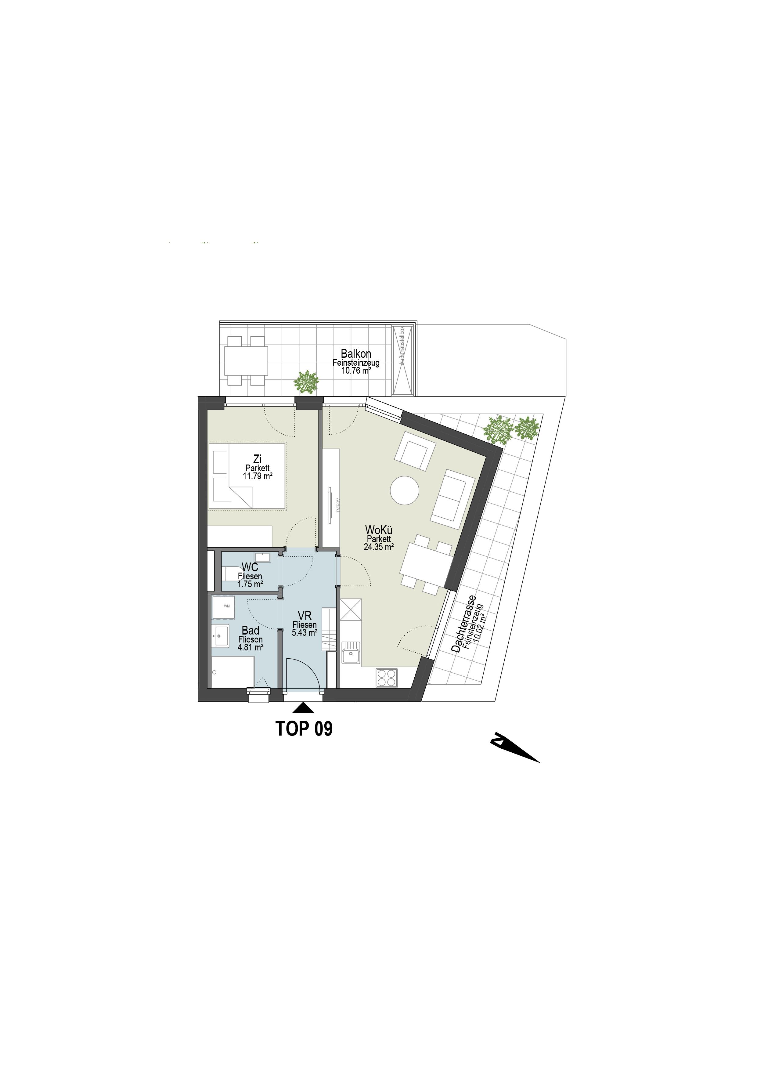 Geförderte Neubauwohnung mit Balkon und Terrasse im 2. Stock