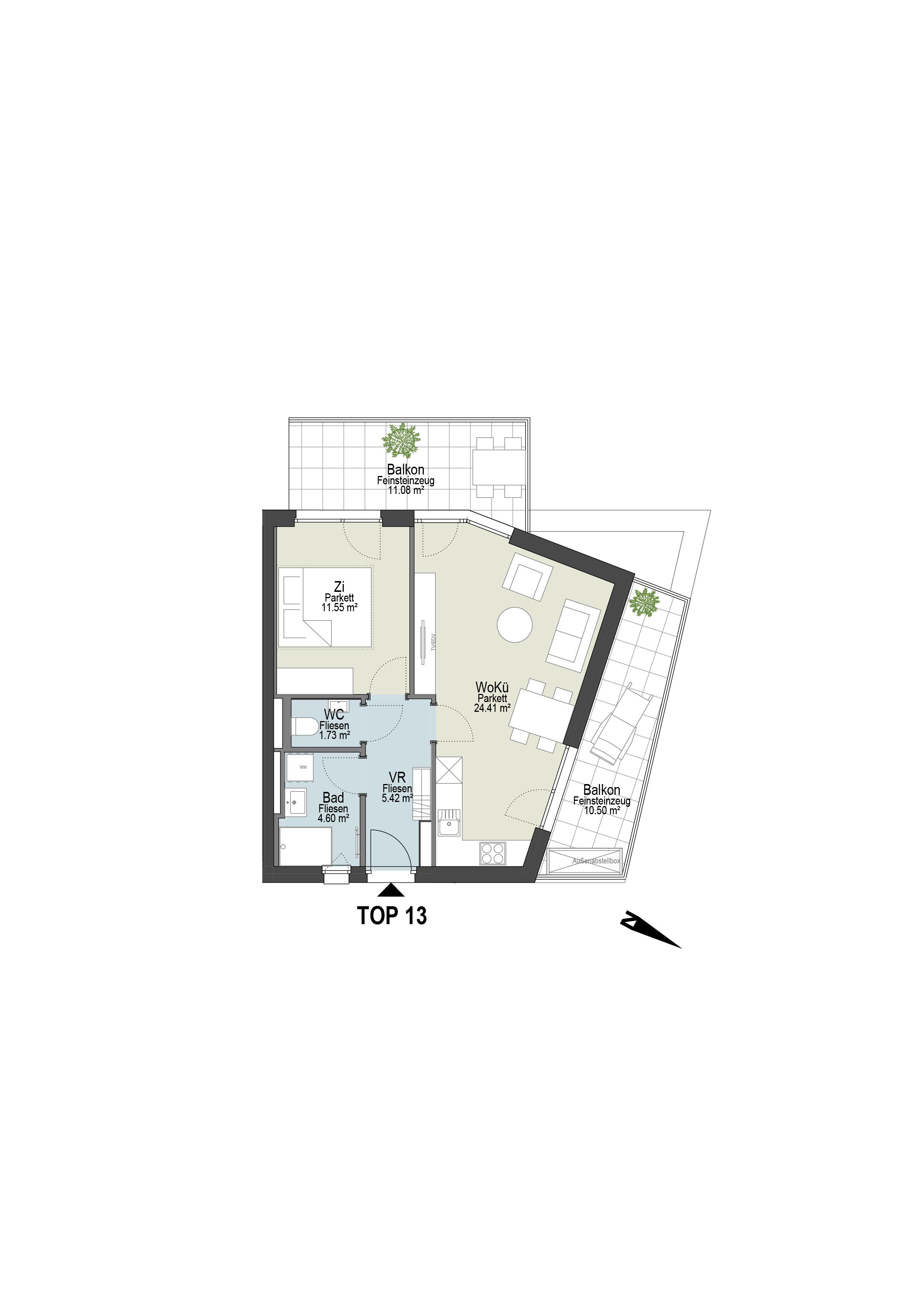 Geförderte Neubauwohnung mit Balkon im 3. Stock