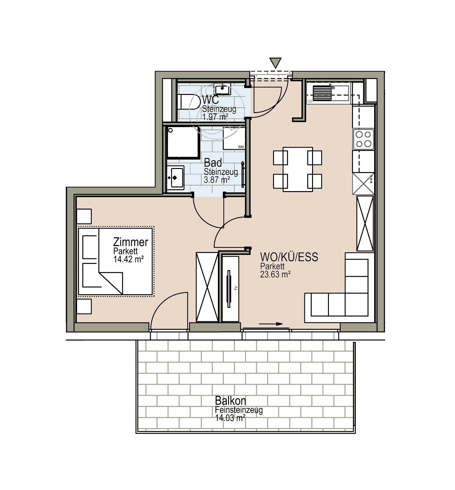 Neubauwohnung mit Balkon im 3. Stock
