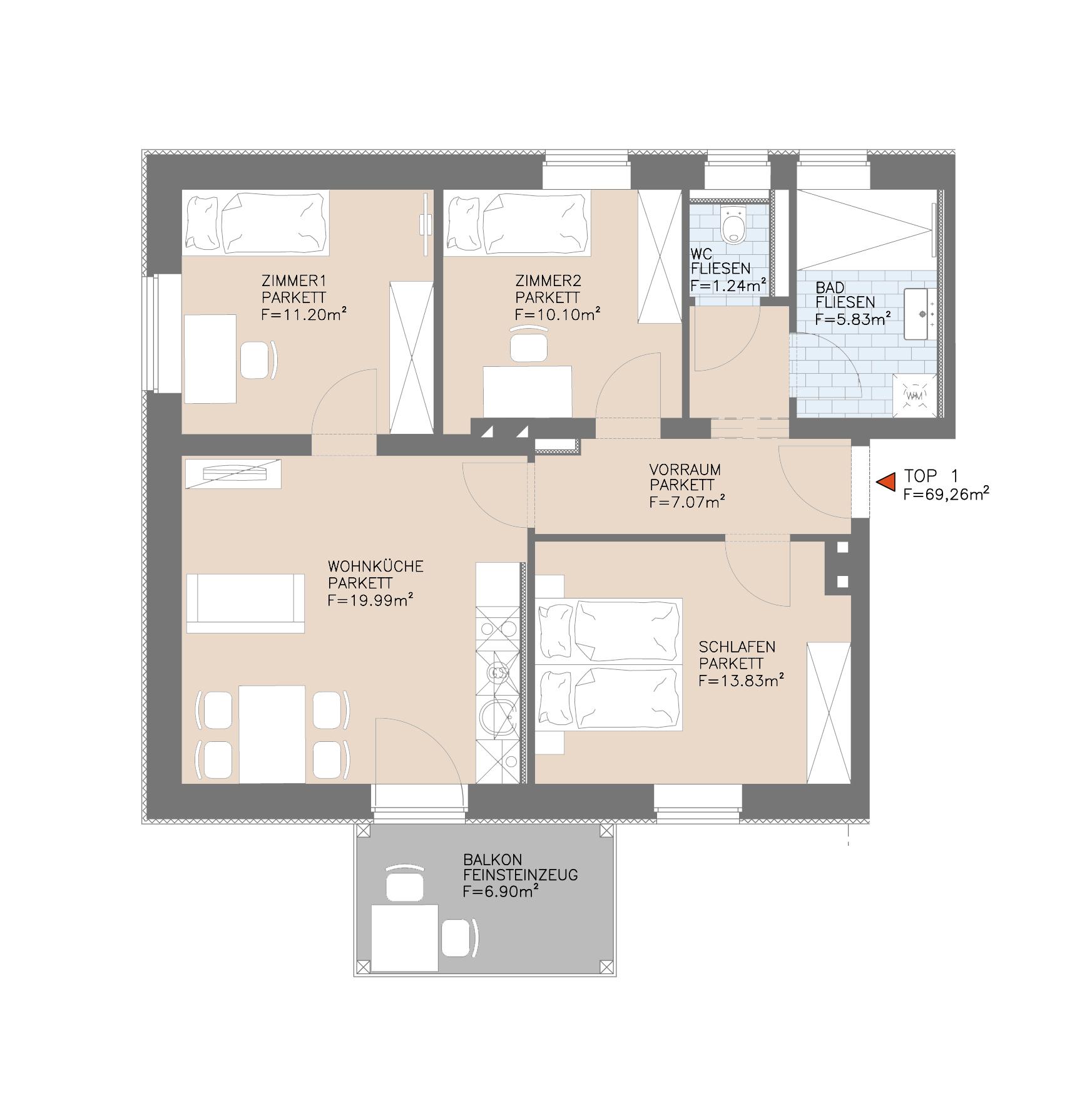 Moderne 4-Zimmer-Wohnung mit Balkon