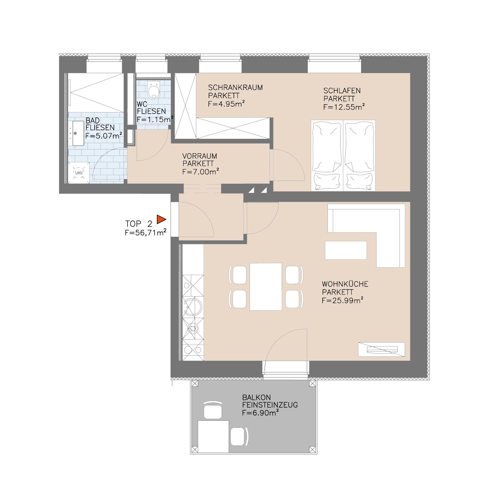 Moderne 2-Zimmer-Wohnung mit Balkon