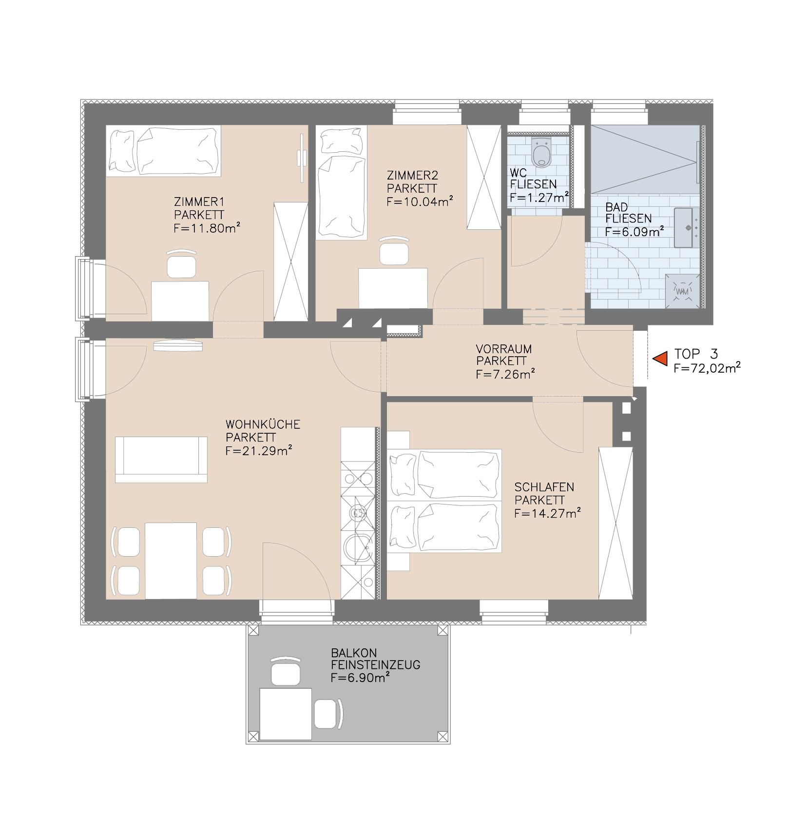 4-Zimmer-Wohnung mit Balkon und moderner Wohnk&uuml;che