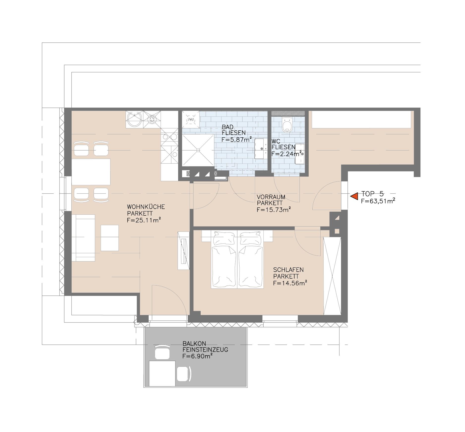 Moderne 2-Zimmer-Wohnung mit Balkon im 2. Stock