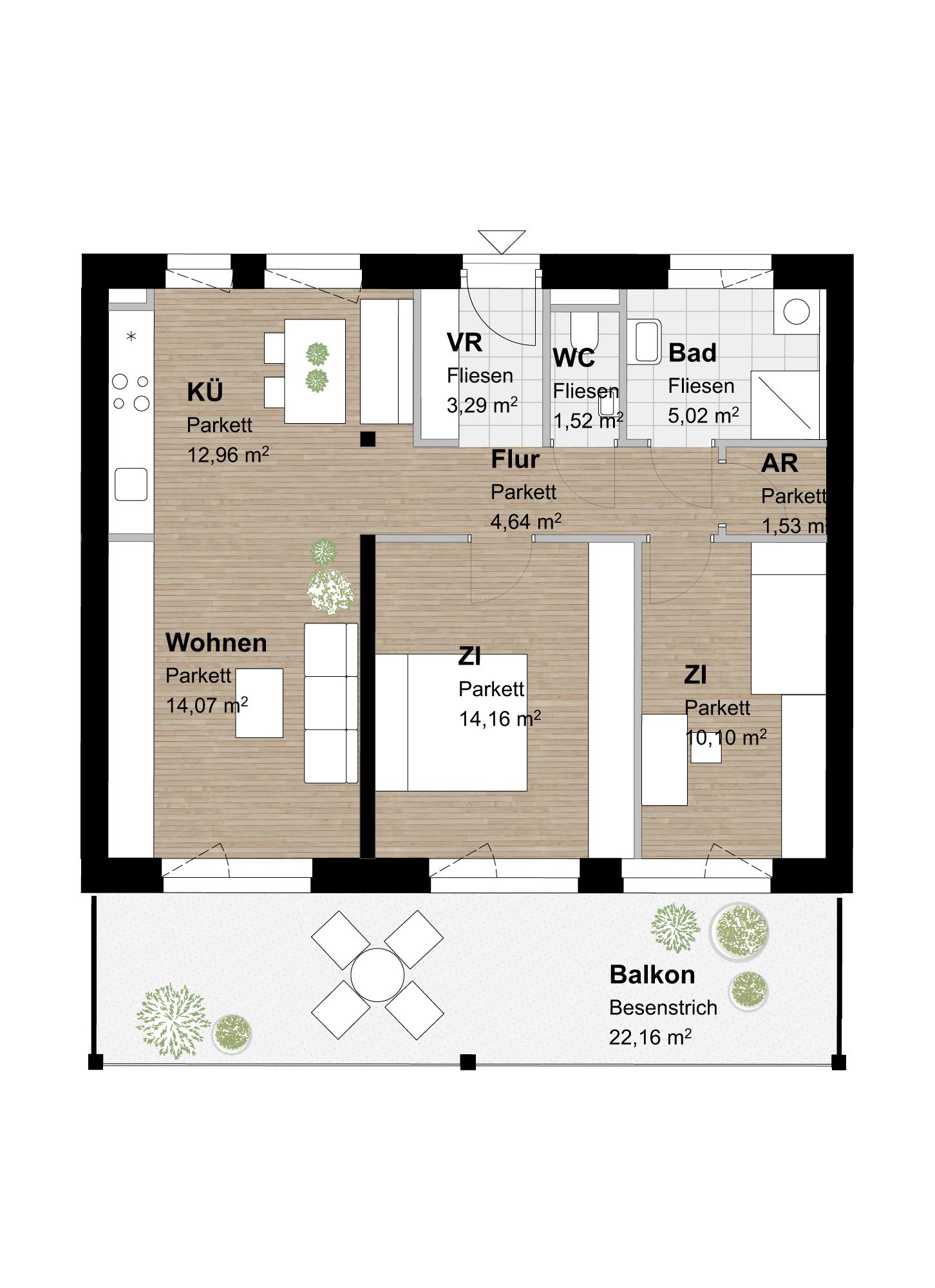 Modernes Wohnvergnügen: 3-Zimmer-Oase in begehrter Lage mit großzügiger Terrasse!