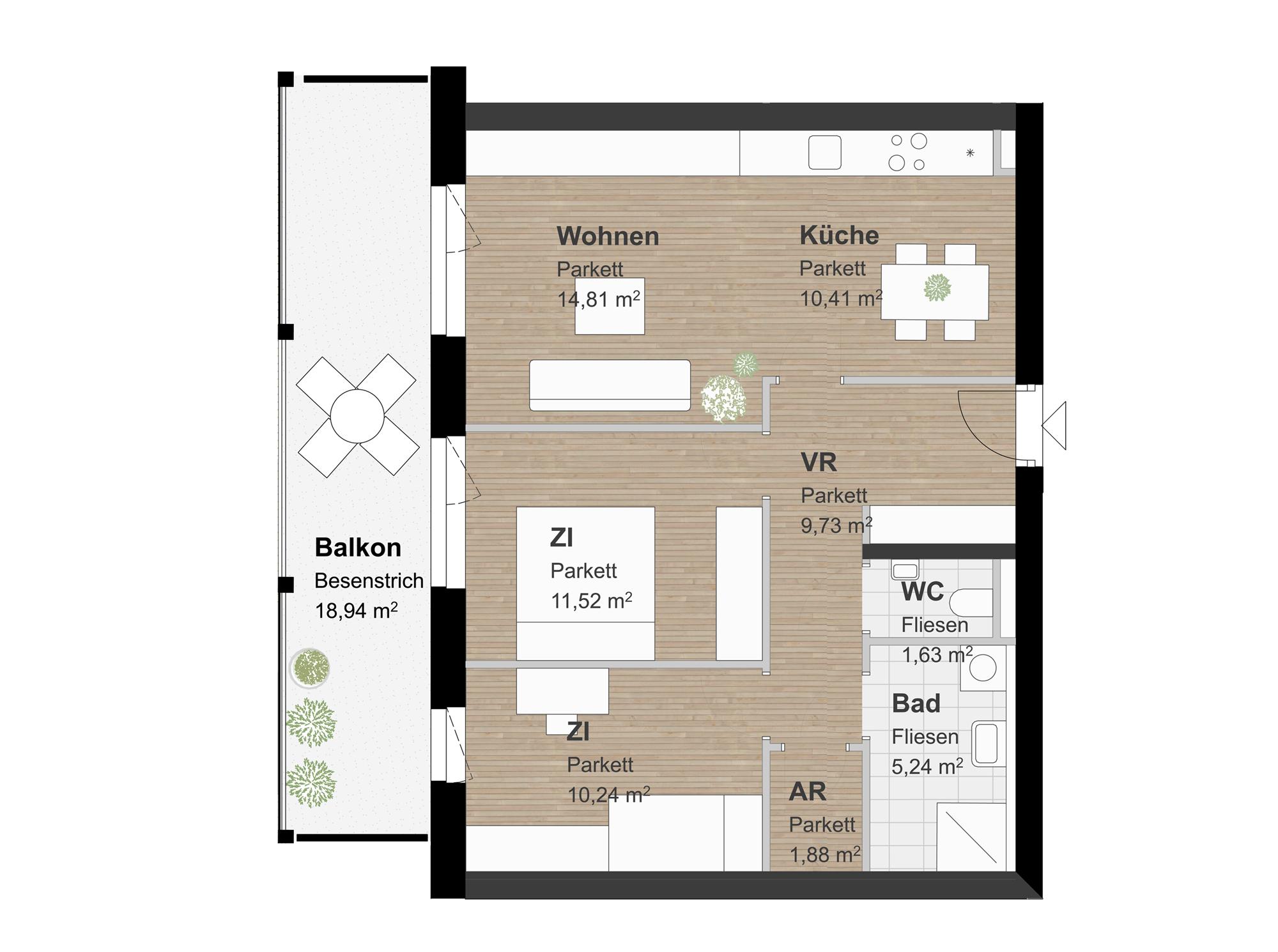 Geförderte Neubauwohnung mit Balkon