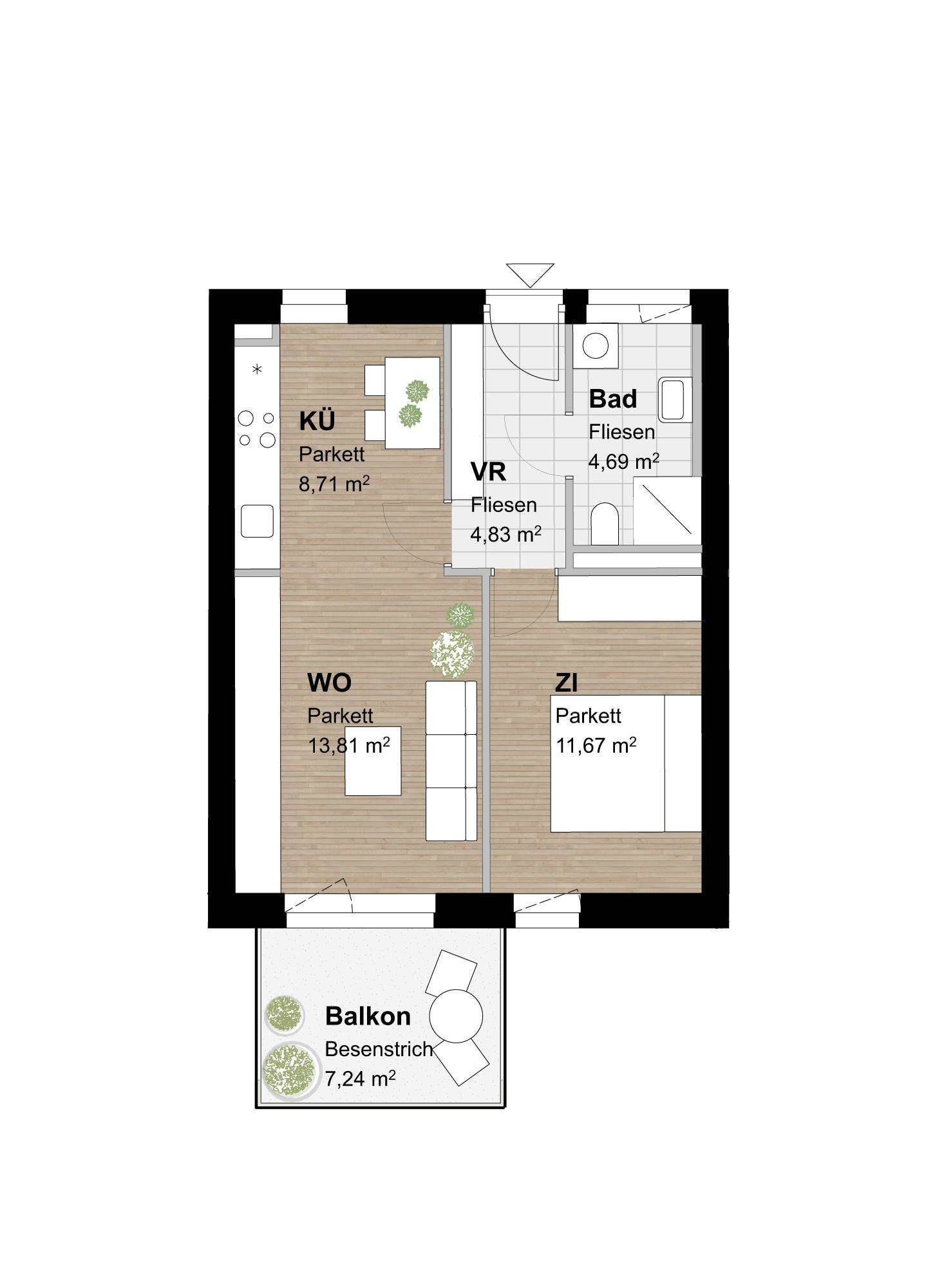 Helle 2-Zimmer-Wohnung mit Balkon in Graz-Straßgang