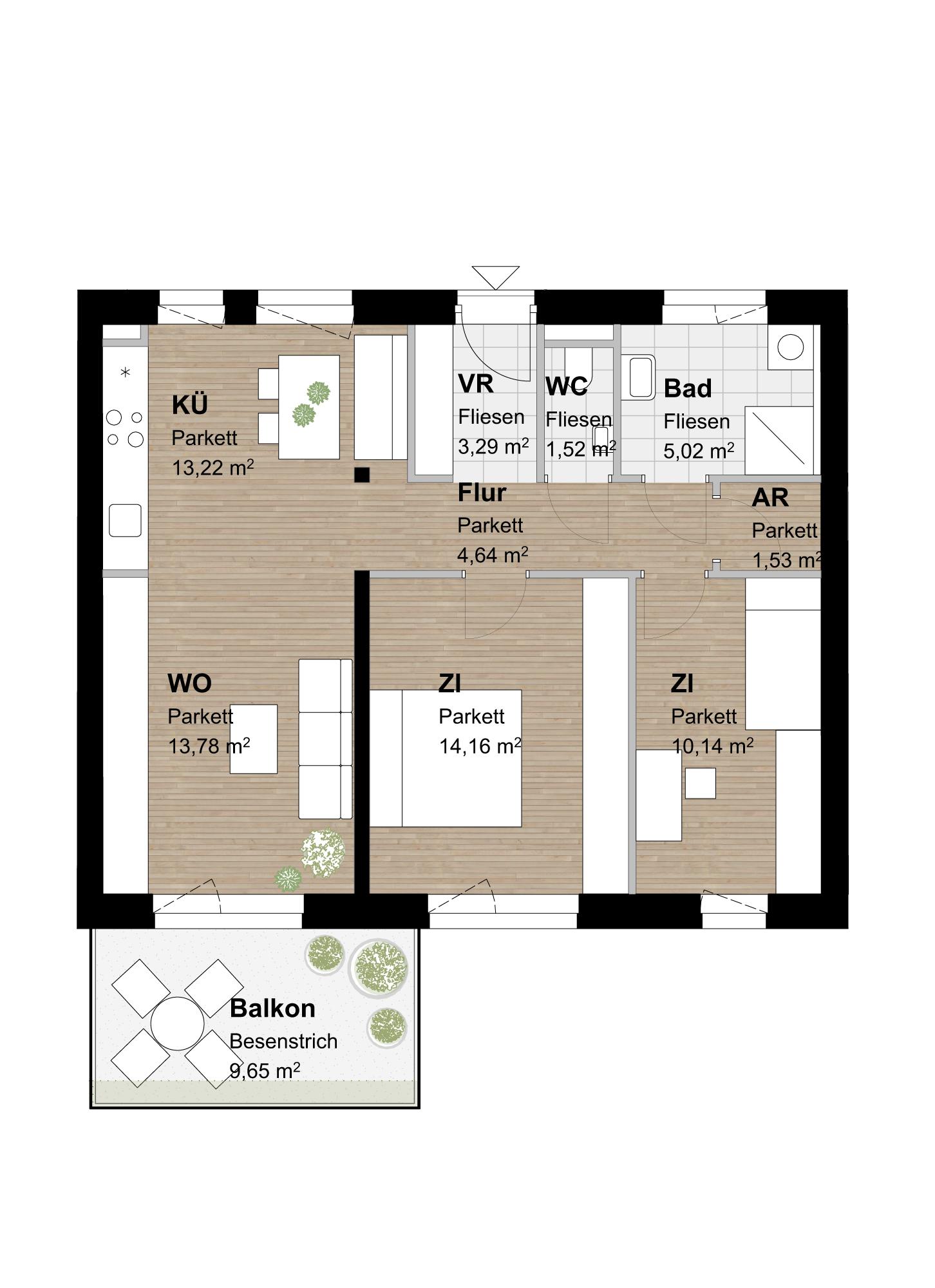 Geförderte Neubauwohnung mit Balkon