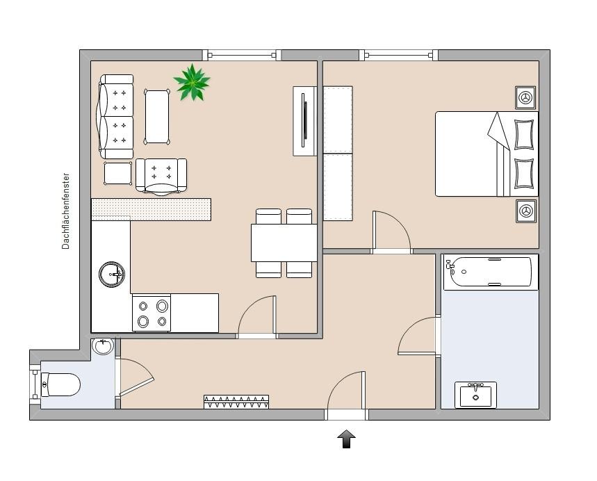 Schöne Wohnung mit Wohnküche im 1. Stock