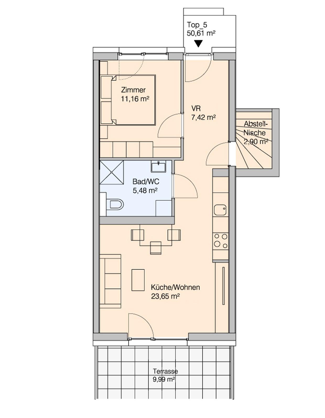 Geförderte Wohnung | Sonnige 2- Zimmerwohnung mit südseitiger Terrasse und Balkon