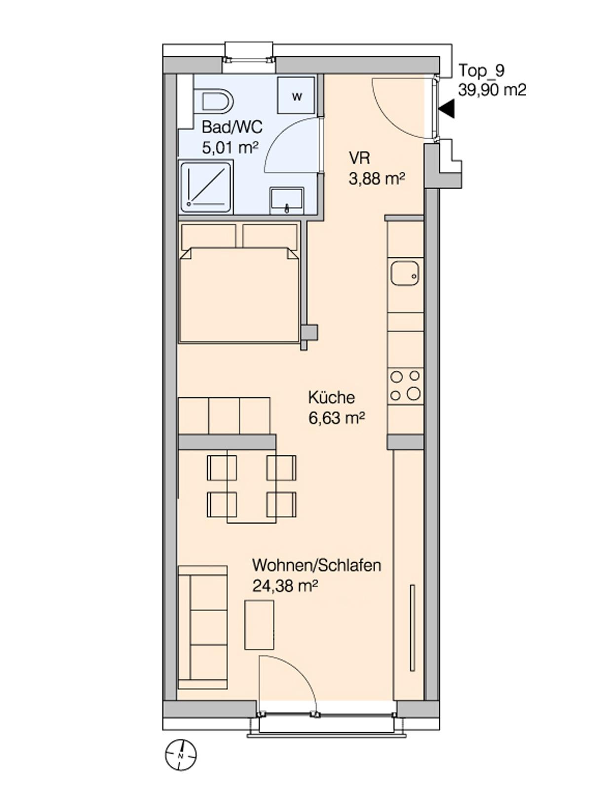 Gef&ouml;rderte 1,5-Zimmerwohnung in ruhiger Lage in Graz-Puntigam