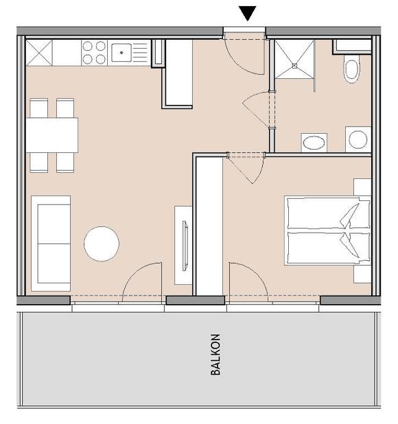 2-Zimmer Neubauwohnung mit Balkon im 2. Stock