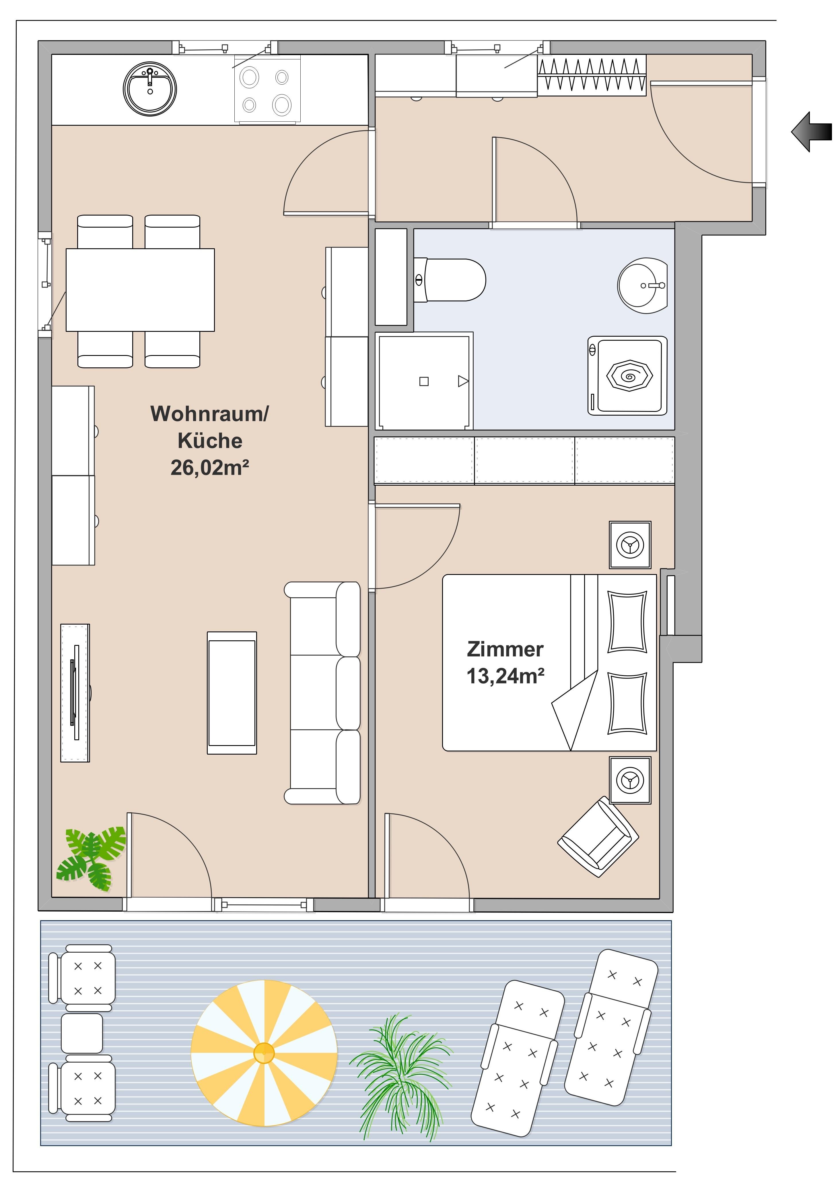 Gefördert | Ihre persönliche Oase: Genießen Sie die faszinierende Atmosphäre dieser 2-Zimmer-Wohnung mit sonniger Terrasse und Penthouse-Flair.