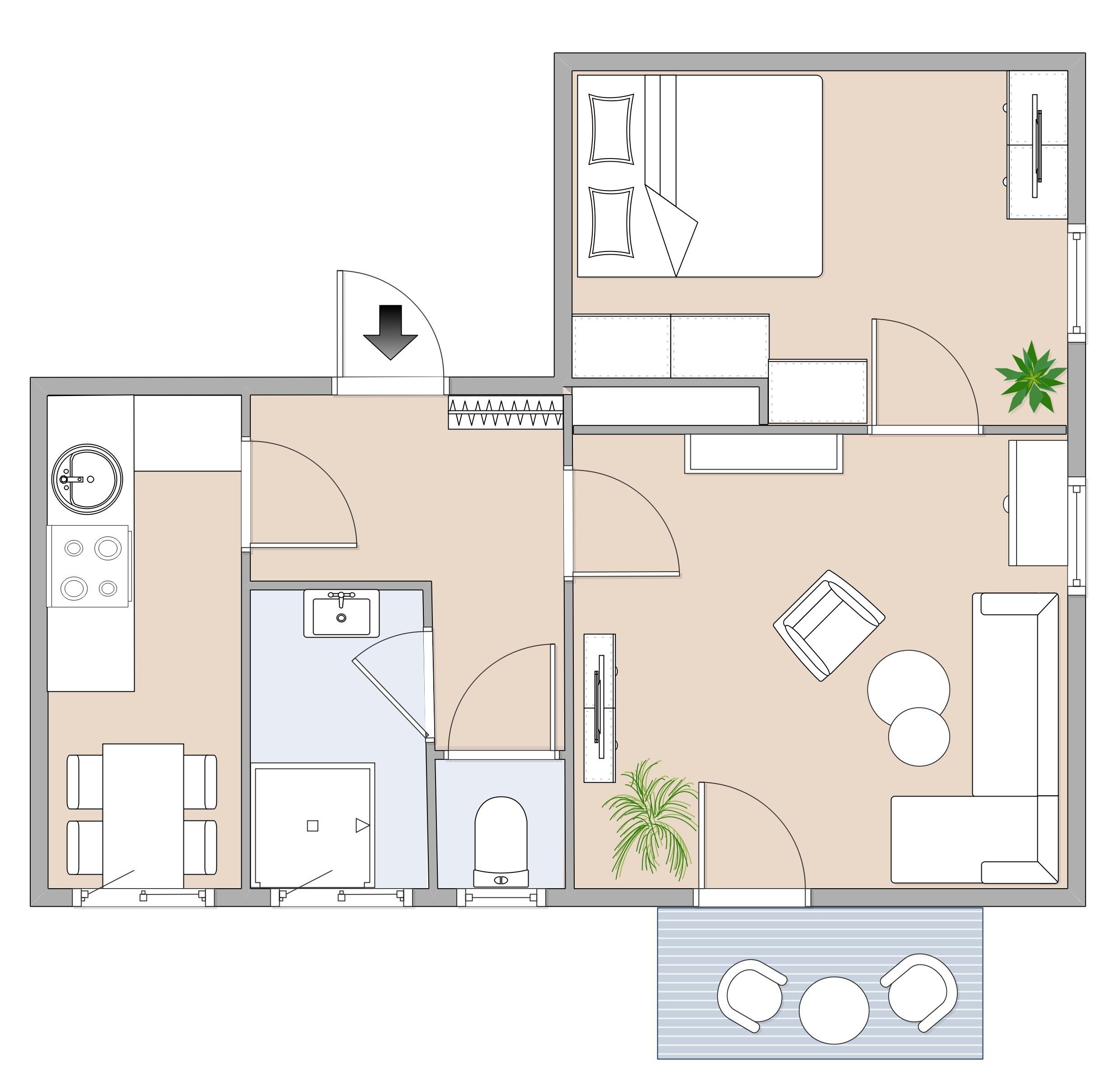 Helle 2,5-Zimmer Wohnung mit überdachtem Balkon