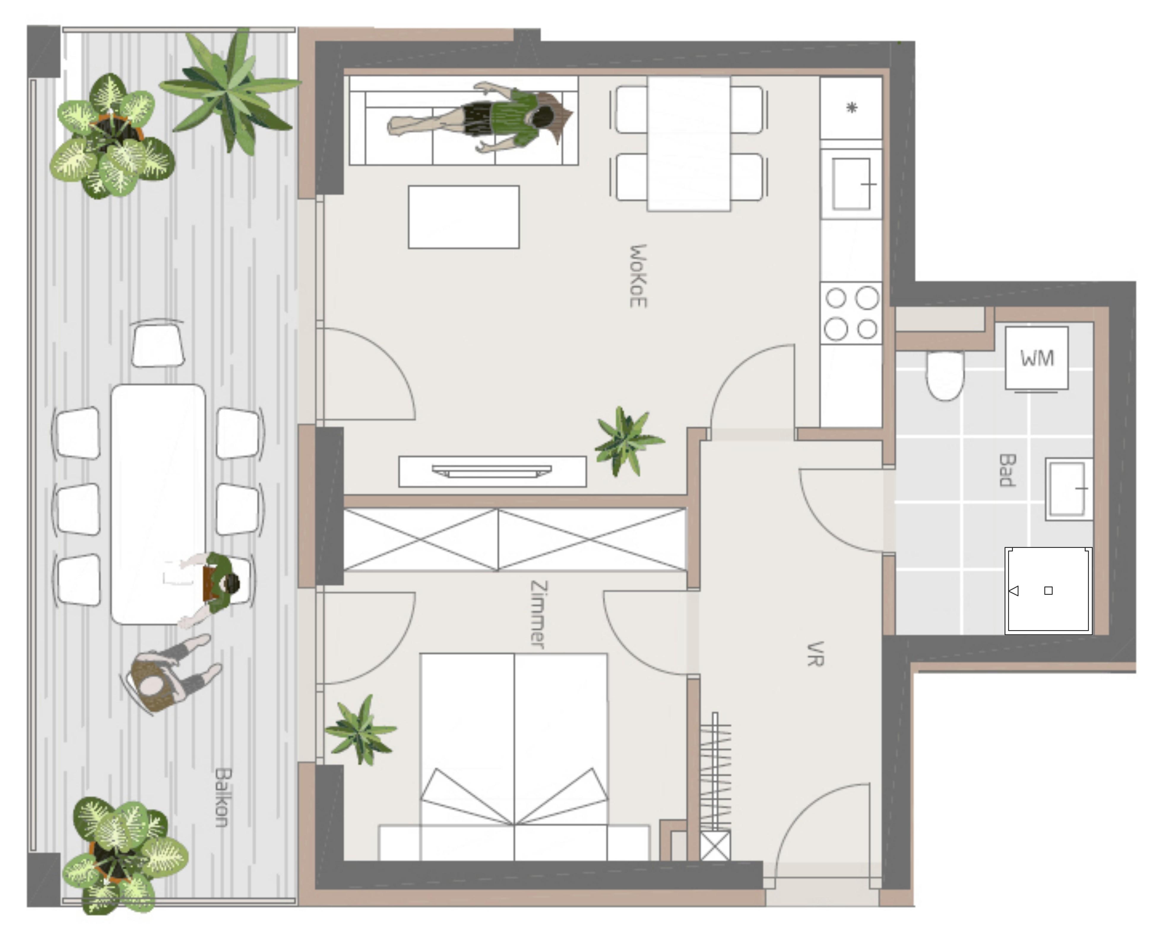 Traumhafte 2-Zimmerwohnung mit großem Balkon