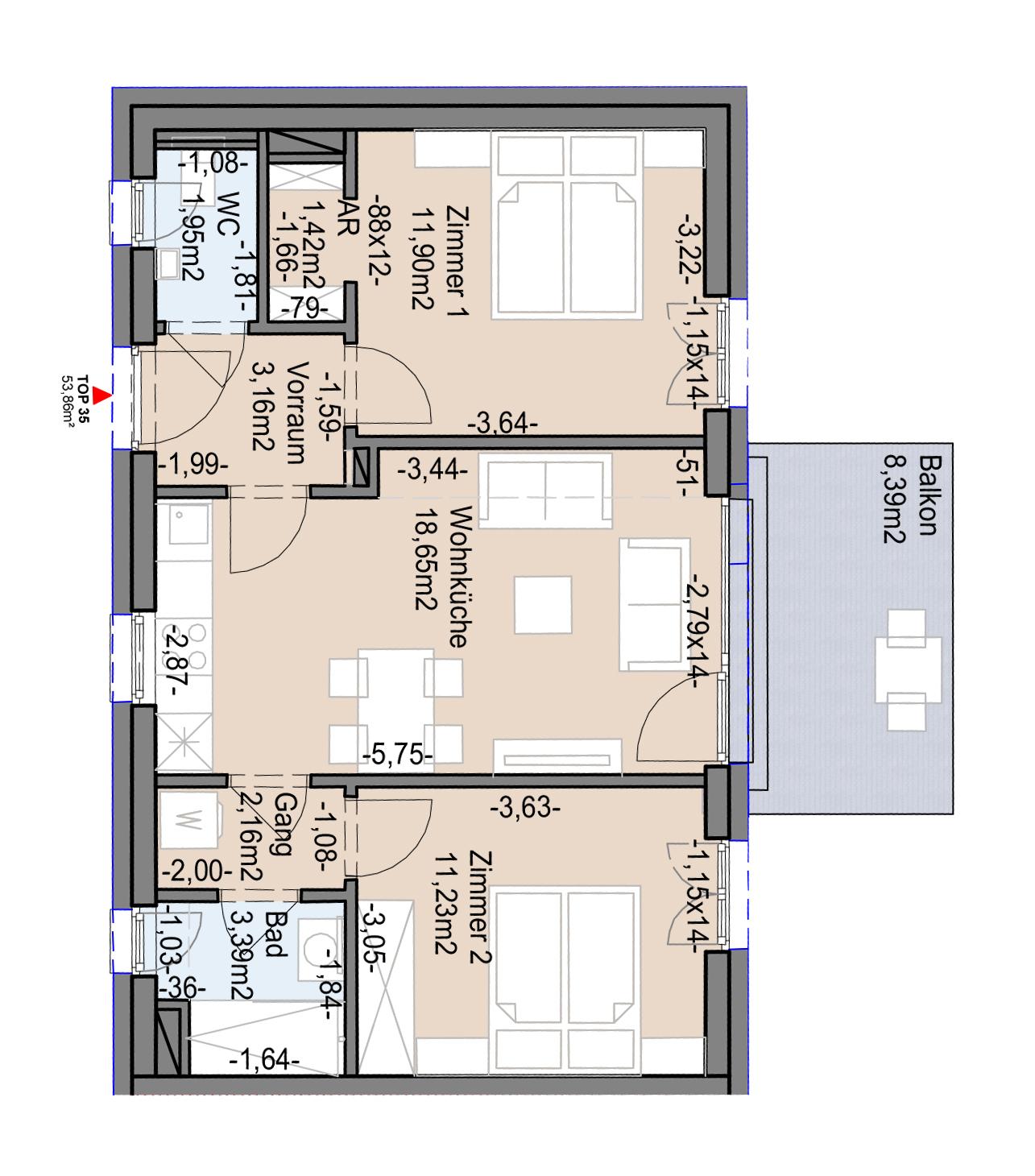 Geförderte Neubauwohnung mit Balkon im 2. Stock Geförderte Neubauwohnung mit Balkon im 2. Stock