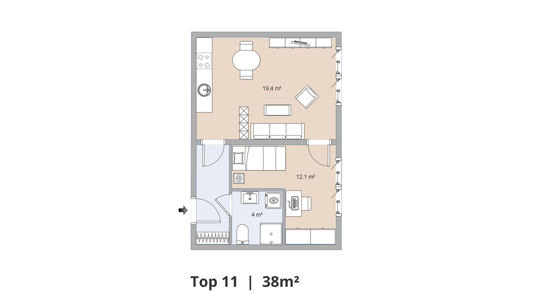 Stadtnahes Wohnen pur: 2-Zimmer-Wohnung in ruhiger Lage mit vollausgestatteter Wohnküche