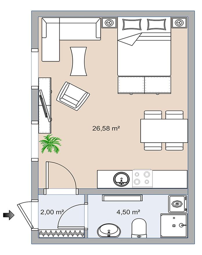 Gemütliche 1-Zimmer Wohnung in ruhiger und sonniger Lage